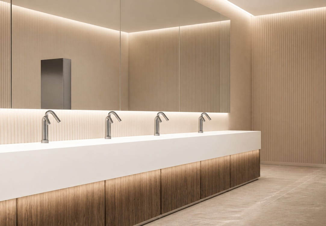 Modern bathroom application of Fontana touchless faucet technology for hygienic and efficient hands-free washing